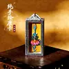 Colgante thangka pintado a mano con Huang Cai Shen, Mahakala, Buda Amitabha, Bodhisattva Manjushri, collar de plata tibetano con múltiples temas