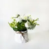 Vaso de Corda de Cânhamo com 6 Flores Simulação Nórdica Flor Rosa Planta Simulação em Vaso Decoração de Casa Vaso de Flores Artificiais