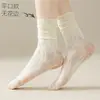 Meias tubulares de renda branca finas para primavera e verão meias curtas de renda estilo menina doce meias brancas para panturrilha estilo JK