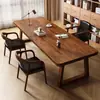 Escritorio Grande y Silla de Madera Maciza de Alta Gama de Nogal Sudamericano para Estudio en Casa, Escritorio de Trabajo, Oficina y Sala de Estar Mesa Larga
