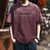 Nueva Camiseta de Manga Corta Retro Americana para Hombre Tendencia Otoñal Marca Suelta Lavada Degradado Tie-Dye Manga Media Ropa para Hombre