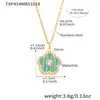 Omacar Juego de Collar y Pulsera con Colgante de Flor de Cinco Hojas Cuadrada de Zircón con Garras Talladas, Acero Inoxidable, Piedra de Cristal Natural