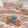 Ropa de Cama Ins Clase A Algodón Puro Juego de Cuatro Piezas Funda de Edredón Funda de Edredón de Algodón Puro Cama Sábanas de Cama Individual Dormitorio de Estudiante Juego de Tres Piezas