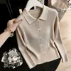 Tiro de verdade! Tiro de verdade! Cardigan suéter de gola polo cor sólida slim-fit outono/inverno 2026 top dopamina