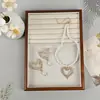Pendientes Colgantes de Corazón Transfronterizos Europeos y Americanos Temu con Incrustaciones de Diamante de Imitación, Conjunto de Collar con Colgante en Forma de Corazón de Moda y Sencillo al por Mayor