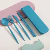Faca, Garfo, Colher, Hashis de Palha de Trigo Conjunto de Quatro Peças para Viagem, Dormitório Estudantil Utensílios de Mesa de Plástico Conjunto de Utensílios de Mesa Portátil