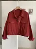 Chaqueta de Mezclilla de Algodón Lavado Versátil de Corte Holgado para Mujer con Cuello de Solapa y Botones de una Sola Fila 8676