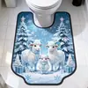 Tapete de Chão de Cordeiro de Natal Desenho Animado Tapete Absorvente de Água para Banheiro de Lama Diatomácea Tapete de Pé em Forma de U para Vaso Sanitário Resistente ao Desgaste Tapete Decorativo