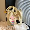 Ins Lindo Bolso de Hombro Bordado de Cachorro Nuevo de Gran Capacidad Casual Combinable Portátil con Cordón de Gran Capacidad Bolso Tote