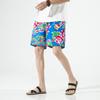 Shorts de verano para hombre y mujer, estilo étnico de flores grandes del noreste, estilo chino, shorts casuales, pantalones de playa de verano, pantalones medianos, moda