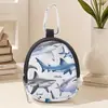 Bolsa para Monedas con Estampado de Tiburón Cuero Artificial Impermeable Imitación Cuero Cremallera Bolsa de Almacenamiento Multifuncional Mini Bolsa para Auriculares