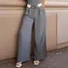 Pantalones Rectos de Cintura Alta con Caída de Color Puro, Ajustados, para Commuter, Traje de Mujer, Novedad Primavera y Otoño, Transfronterizo Europeo y Americano