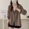 Foto Real Suéter Cardigan de Punto Elegante y Delgado con Costuras y Cuello en V Estilo Coreano Dongdaemun para Mujer Nuevo Otoño e Invierno 2023