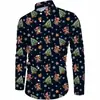 Nueva camisa de manga larga para hombre estilo europeo y americano con estampado digital, top casual con cuello para Navidad, otoño e invierno