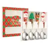 Cuchara Pequeña Creativa de Navidad Cuchara Infantil Caja de Regalo Muñeca Cuchara para Postre Café Vajilla Regalo Juego de Cucharas de Acero Inoxidable