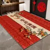 Alfombra de Piso de Terciopelo de Cristal Roja para Año Nuevo para Puerta de Entrada, Resistente a Manchas y Lavable, Adecuada para Vestíbulo y Área de Cambio de Zapatos