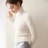 Otoño/Invierno 2026 Nuevo Tejido de Cachemira para Mujer Cuello Alto Ajustado Capa Base Suéter Pulóver de Manga Larga Capa Base