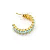 Moda nicho ins europea y americana pendientes simples de circonita en forma de C para mujer pendientes de acero de titanio chapados en oro de 18 quilates pendientes venta al por mayor