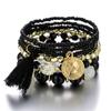 Pulsera Multicapa con Borla y Retrato de Cabeza de Reina con Cuentas de Moda Europea y Americana para Mujer, Pulsera de Cuentas de Moneda con Cabeza de Belleza