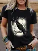 Transfronterizo Aliexpress Amazon Transfronterizo Europeo y Americano Fcawf Estampado de Águila Moda Holgada Casual Manga Corta Cuello Redondo Camiseta