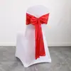 Suministro directo de fábrica funda de silla para escena de banquete de bodas de hotel respaldo de silla Flor lazo de cinta respaldo de silla Bufanda de seda satinada flor