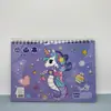 Cuaderno de bocetos portátil de dibujos animados para niñas, versión coreana, con diseños de unicornio, gato y ballena, incluye pegatinas, libro de dibujo y papel de dibujo