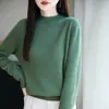 Suéter de malha feminino de gola semimang alta, corte solto, ready-to-wear transfronteiriço, novo suéter pullover de outono e inverno, versátil e popular
