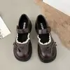 Zapatos Mary Jane Individuales con Adorno de Encaje Estilo Japonés para Mujer, Nueva Llegada de Otoño, Tacón Grueso, Combinan Bien con Faldas, Detalle de Moño, Zapatos Pequeños de Piel