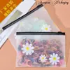 Bolsa para joyería con banda elástica accesorios para el cabello aretes bolsa de almacenamiento con cremallera impermeable pequeña Margarita pájaro bolsa transparente translúcida autosellante