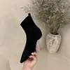 Botines únicos con tacón de cuña que aumentan la altura para mujer, estilo nuevo y moderno 2026, punta cuadrada, cierre trasero, gamuza, botines elásticos