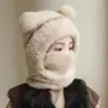 Chapéu Infantil, Cachecol, Chapéu Tudo-em-Um, Chapéu de Pelúcia com Proteção para Orelhas de Inverno, Chapéu com Máscara Espessada Fofa e Quente para Bebê, Proteção Facial