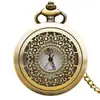 Reloj de Bolsillo Vintage de Bronce con Flor Doble de Ocho Pétalos para Hombres y Mujeres Reloj de Bolsillo de Cuarzo Reloj Grande Colgante Reloj de Regalo Reloj de Bolsillo Simple Creativo