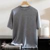 Primavera y Verano 2023 Cuello Redondo para Hombre Color Sólido Base Holgado Casual Negocios Estambre Tejido Cashmere Completo de Media Manga