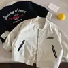 Jaqueta infantil, coleção outono 2026, jaqueta com bordado de letras estilo americano para meninos e meninas, jaqueta bomber estilosa e casual para bebês e crianças pequenas
