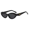 Gafas de Sol Ovaladas con Montura Pequeña en Forma de V, Gafas de Sol Personalizadas para Mujer, Moda Europea y Americana de Alta Gama, Gafas de Sol Versátiles