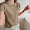 Camiseta de Algodón Delicado con Copos de Nieve y Tacto Fresco para Mujer, Camiseta Base Fina y Transpirable, Estilo Veraniego, Suave y Reconfortante, Hombros Normales, Mangas Cortas