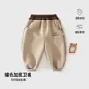 Calça de Moletom Quente com Forro de Fleece Infantil Estilo Outono/Inverno Cintura Color Block Ursinho Cartoon Moda Casual Roupa Casual para Bebê