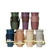 En stock Juego de Tazas de Cuero PU Compras Portátil Taza para Té con Leche Bolsa para Taza de Vidrio Simple para Exterior Vaso con Tubo de Succión Juego de Tazas Portátiles