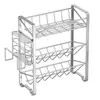 Estante de especias de cocina de acero inoxidable 201 directo de fábrica, estante de almacenamiento multifuncional para encimera, no requiere instalación, estante de almacenamiento de múltiples capas
