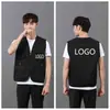Colete multi-bolsos colete de voluntário colete de supermercado roupa de trabalho multi-bolsos Colete vermelho de atividade com LOGO estampado