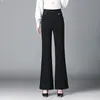 Pantalones de traje personalizados de cintura alta con microcampana, negros, adelgazantes, buena caída, para ir al trabajo y uso casual, versátiles, pantalones moldeadores para mujer, pierna ancha