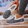 Comercio exterior con estilo, versátil, temperamento, talla grande para mujer, moda, zapatos cortos de felpa de algodón, cálidos, transfronterizos, de fondo plano, punta redonda, sin cordones, para persona perezosa