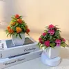 Vendas Diretas de Fábrica Plantas em Vasos Simuladas Novo Vaso Quadrado Flor Falsa de Rosa Plantada Plantas Verdes Simuladas Decorações de Mesa para Casa