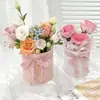 Paquete de Flores Caja de Flores Caja de Flores Redonda Cubo de Abrazo Pequeño Floristería Arreglo Floral Caja de Flores Cubo de Flores Redondo Caja de Flores de Mano