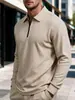 Nuevo top casual deportivo de hombre estilo europeo para primavera y otoño, color liso, tejido gofrado, con cremallera, manga larga