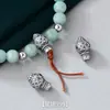 Seiko Plata Pura 999 Patrón de Hierba Tang Conector de Tres Vías Cabeza de Buda Adorno Integrado Accesorios Versátiles Multifuncionales para Cuentas de Semilla DIY