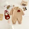 Mameluco de Oso Súper Lindo para Bebé Otoño Estilo Coreano Ropa Casual de Manga Larga para Niños Bebés para Salir y Ropa para Trepar con Bolsa