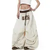 Pantalones de Paracaídas de Moda de Secado Rápido Estilo Americano con Doble Cintura, Bloques de Color, Estampado de Letras para Hombres y Mujeres, Adecuados para Bailar, Pierna Ancha Suelta