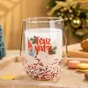 Nueva Taza de Doble Capa Estilo Navidad con Lentejuelas y Dibujos Animados de Amazon para Sala de Estar, Restaurante, Bar, Taza de Vidrio de Borosilicato de Moda