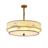 Lustre estético para sala de estar estilo Dinastia Song, luz principal para salão Zen estilo chinês novo, luminárias retrô de tecido para quarto e sala de jantar